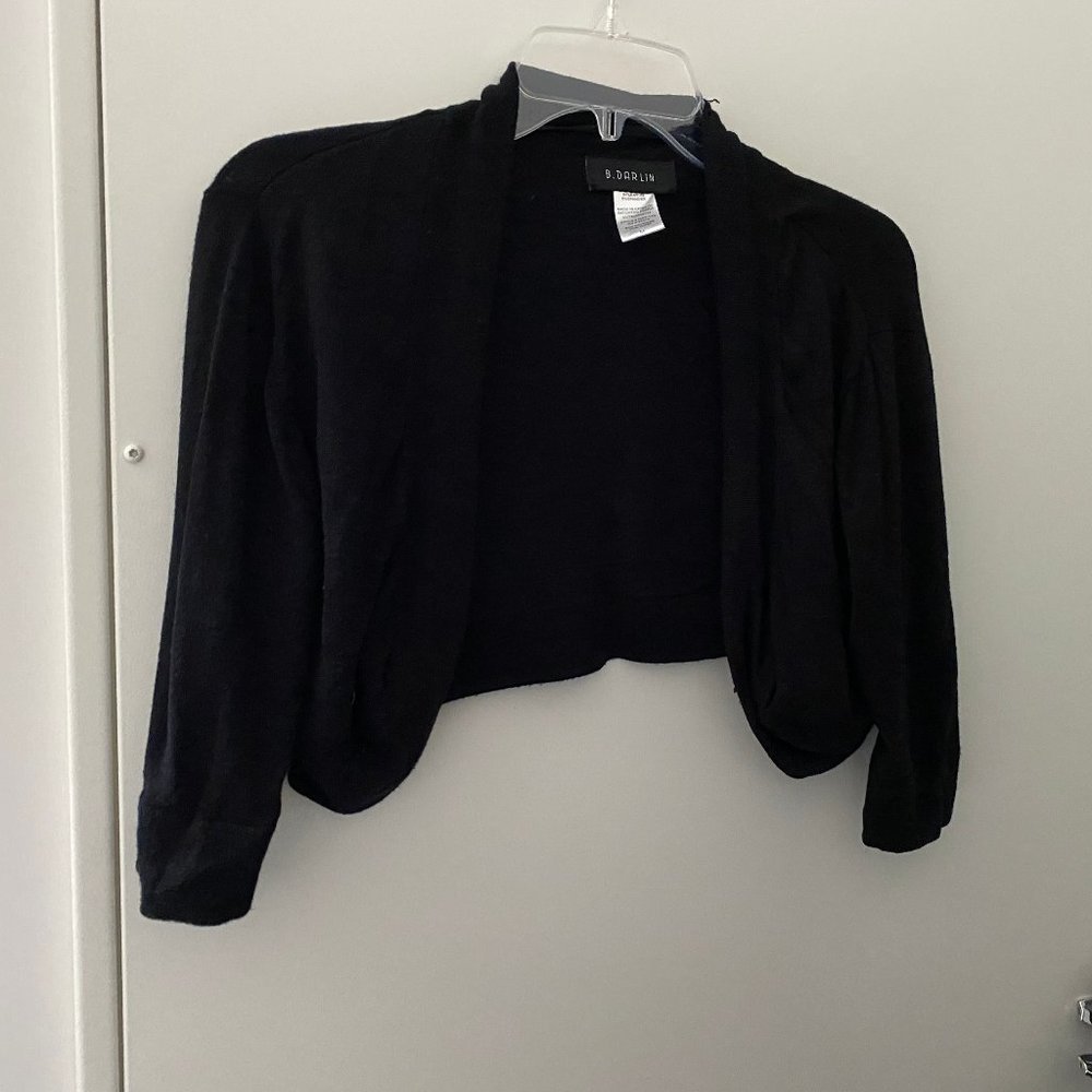 Black Cropped Cardigan Cover Up